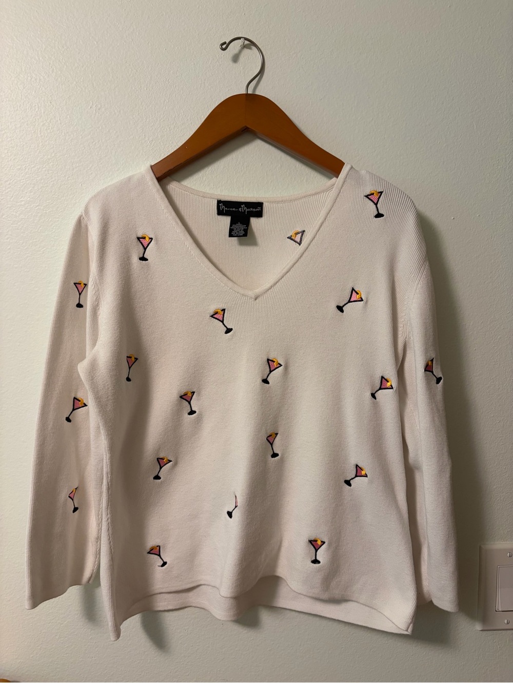 V-Neck Cocktail Embroidered Sweater